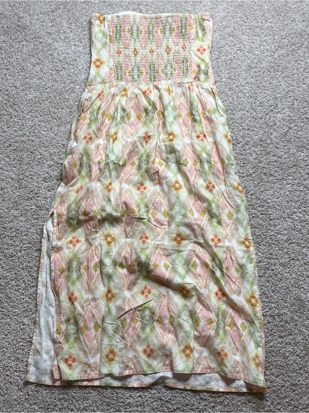 Celandine Linen Blend Strapless Drop Waist Maxi Dress - Picture 2 of 4
